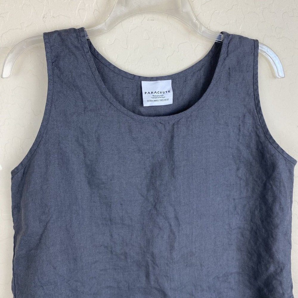 SOLD Parachute Linen Tank Coal Gray Size XS Scoop Neck Cropped Lagenlook - Picture 4 of 8